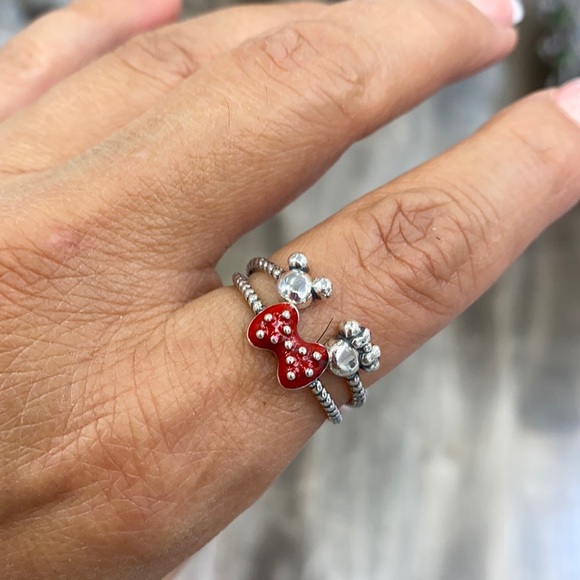 Sterling silver Mickey mini Mouse Ring 2pc set